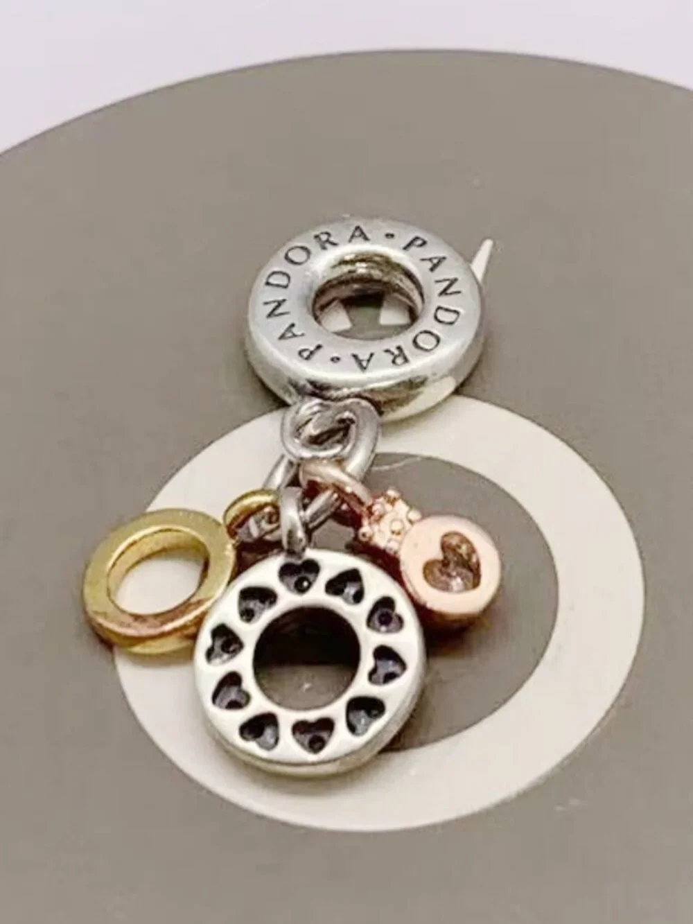 Pandora Triple Monogram & Logo Dangle Charm